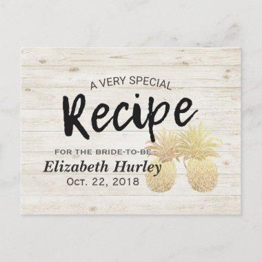 Bridal Shower Recipe Golden Pineapple Couple Wood Invitation PostInvitations
