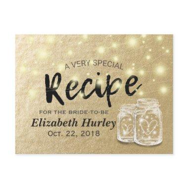 Bridal Shower Recipe Mason Jar String Lights Gold Invitation PostInvitations