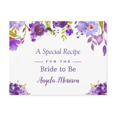 Bridal Shower Recipe Purple Violet Flowers PostInvitations