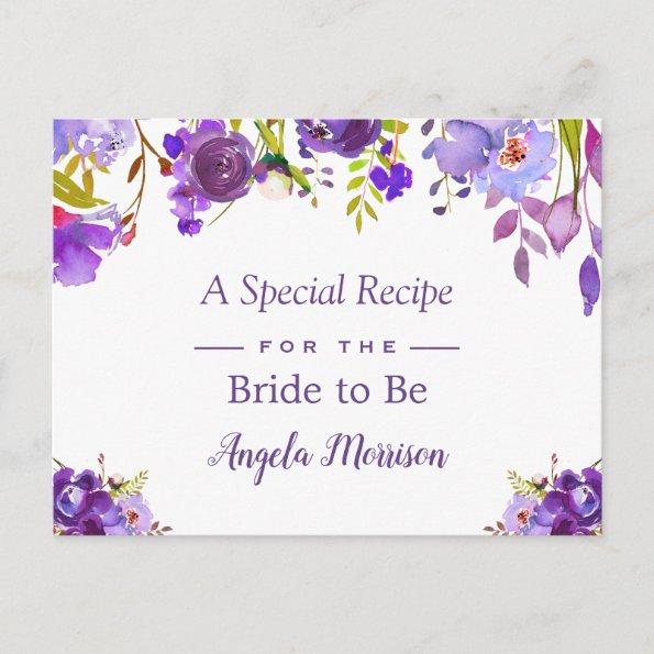 Bridal Shower Recipe Purple Violet Flowers PostInvitations