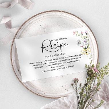 Bridal Shower Recipe Request Invitations Insert