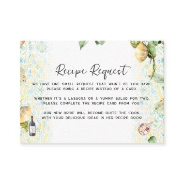 Bridal Shower Recipe Request Enclosure Invitations