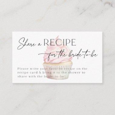 Bridal Shower Recipe Request Pink Cupcake Enclosure Invitations
