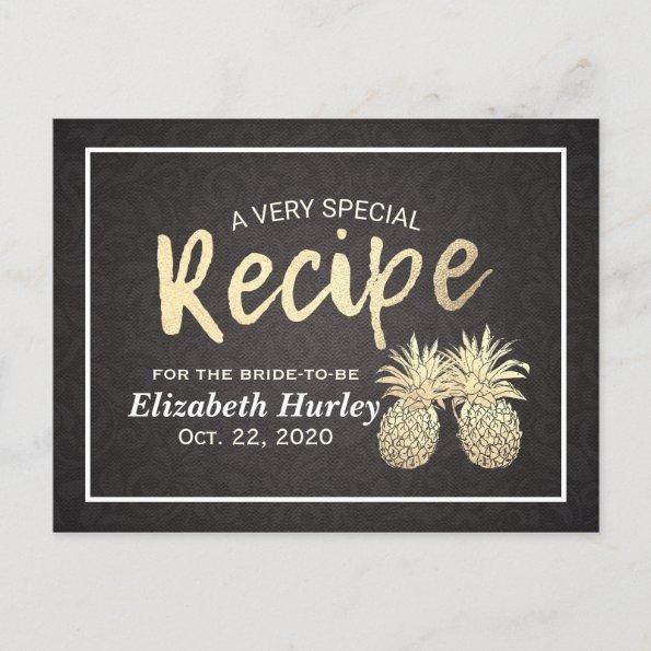 Bridal Shower Recipe Vintage Gold Pineapple Couple Invitation PostInvitations