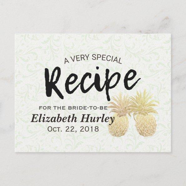 Bridal Shower Recipe Vintage Gold Pineapple Couple Invitation PostInvitations