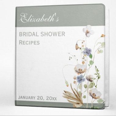 Bridal Shower Recipes Field Wild flowers 3 Ring Binder