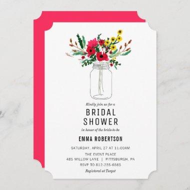 Bridal Shower Red Bouquet Shower Invitations