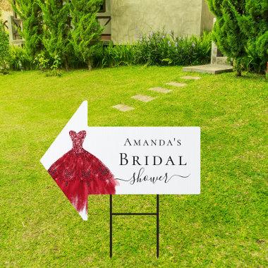 Bridal Shower red dress white arrow party Sign