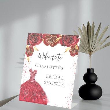 red white dress flowers welcome Pedestal Sign