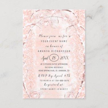 Bridal Shower Rose Blush Sweet 16th Princess Invitations