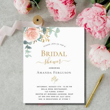 Bridal Shower rose eucalyptus budget Invitations Flyer