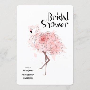 Bridal Shower Rose Flamingo Invitations