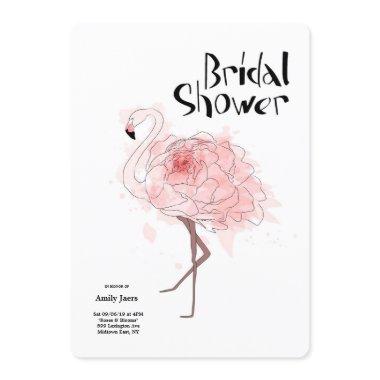 Bridal Shower Rose Flamingo Invitations