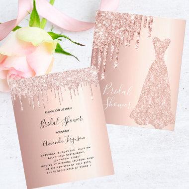 Bridal shower rose gold blush budget Invitations flyer