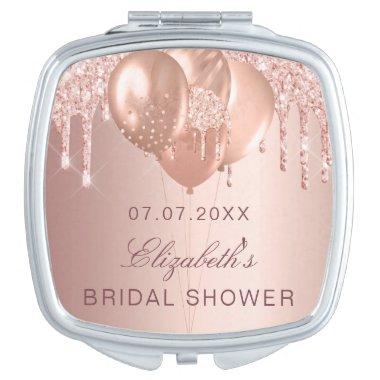 Bridal Shower rose gold blush glitter balloon name Compact Mirror