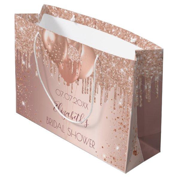 Bridal Shower rose gold blush glitter balloons Large Gift Bag