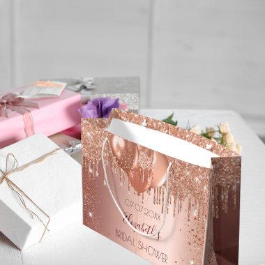 Bridal Shower rose gold blush glitter balloons Large Gift Bag