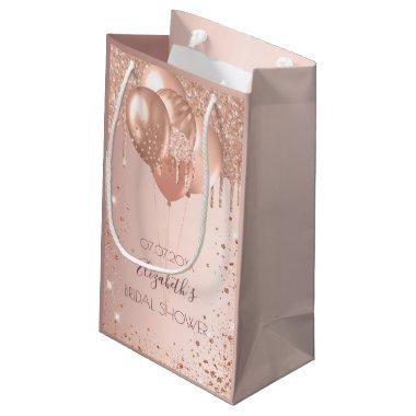 Bridal shower rose gold blush glitter balloons small gift bag
