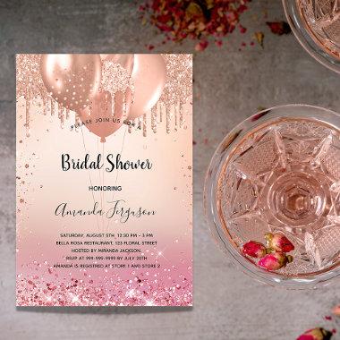 Bridal Shower rose gold blush pink balloons Invitations