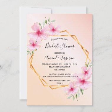Bridal shower rose gold blush pink floral geo Invitations