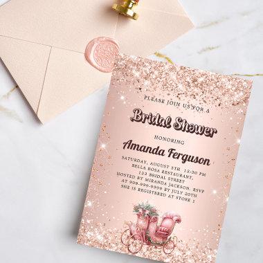 Bridal Shower rose gold carriage elegant Invitations