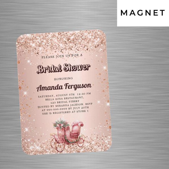 Bridal Shower rose gold carriage luxury Invitations Magnet