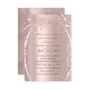 Bridal Shower Rose Gold Confetti Sweet 16th Invitations