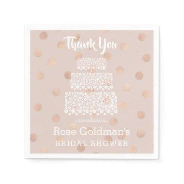 Bridal Shower Rose Gold Confetti Wedding Cake Paper Napkins