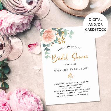 Bridal Shower rose gold eucalyptus greenery Invitations