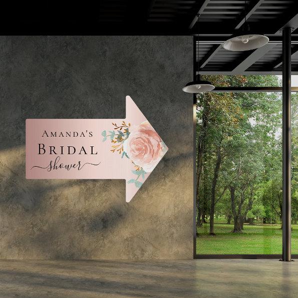 rose gold floral eucalyptus arrow Sign