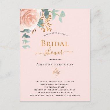 Bridal Shower rose gold floral eucalyptus elegant PostInvitations