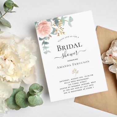Bridal Shower rose gold floral eucalyptus greenery Invitations