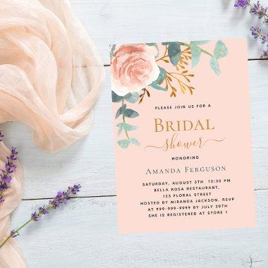rose gold floral greenery peach