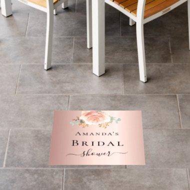 rose gold floral welcome floor decals