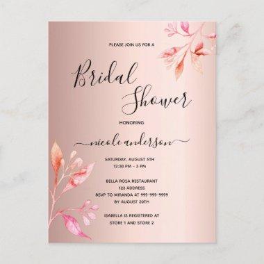 Bridal shower rose gold florals blush invitation postInvitations