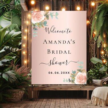rose gold florals welcome sign