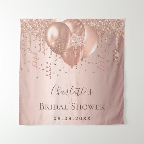 Bridal Shower rose gold glitter balloons Tapestry