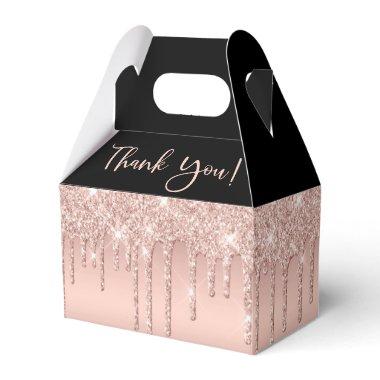 Bridal Shower Rose Gold Glitter Black Thank You Favor Boxes