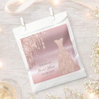 rose gold glitter drip metallic name Favor Bag