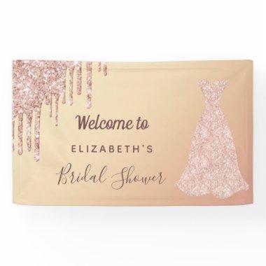 Bridal Shower rose gold glitter drip welcome Banner