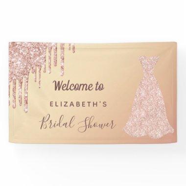 rose gold glitter drip welcome Banner