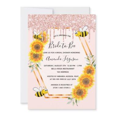 rose gold glitter drips bride to bee