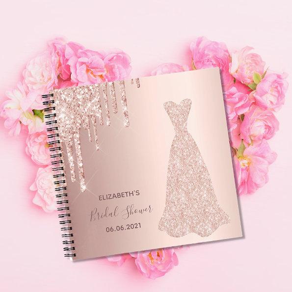 Bridal Shower rose gold glitter drips guest book