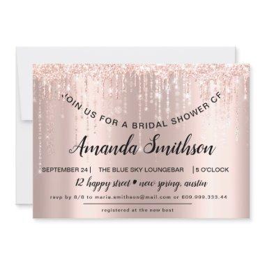 Rose Gold Glitter Drips Sweet 16th Save The Date