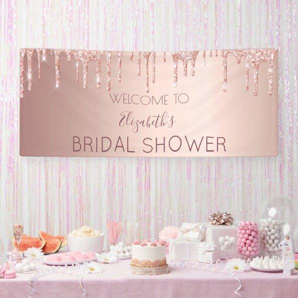 rose gold glitter drips welcome Banner