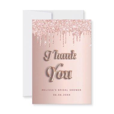 Bridal shower rose gold glitter pink luxurious thank you Invitations