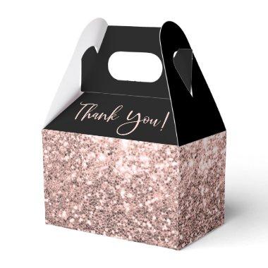 Rose Gold Glitter Thank You Black Favor Boxes