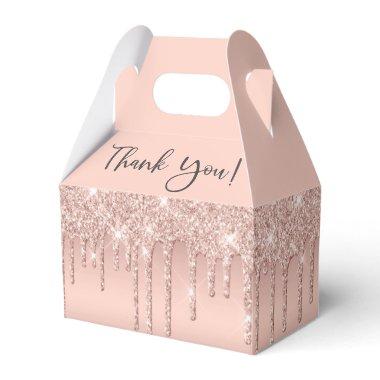 Bridal Shower Rose Gold Glitter Thank You Favor Boxes