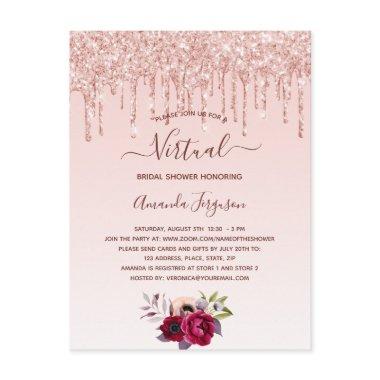 Bridal Shower rose gold glitter virtual invitation PostInvitations