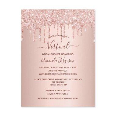 Bridal Shower rose gold glitter virtual invitation PostInvitations